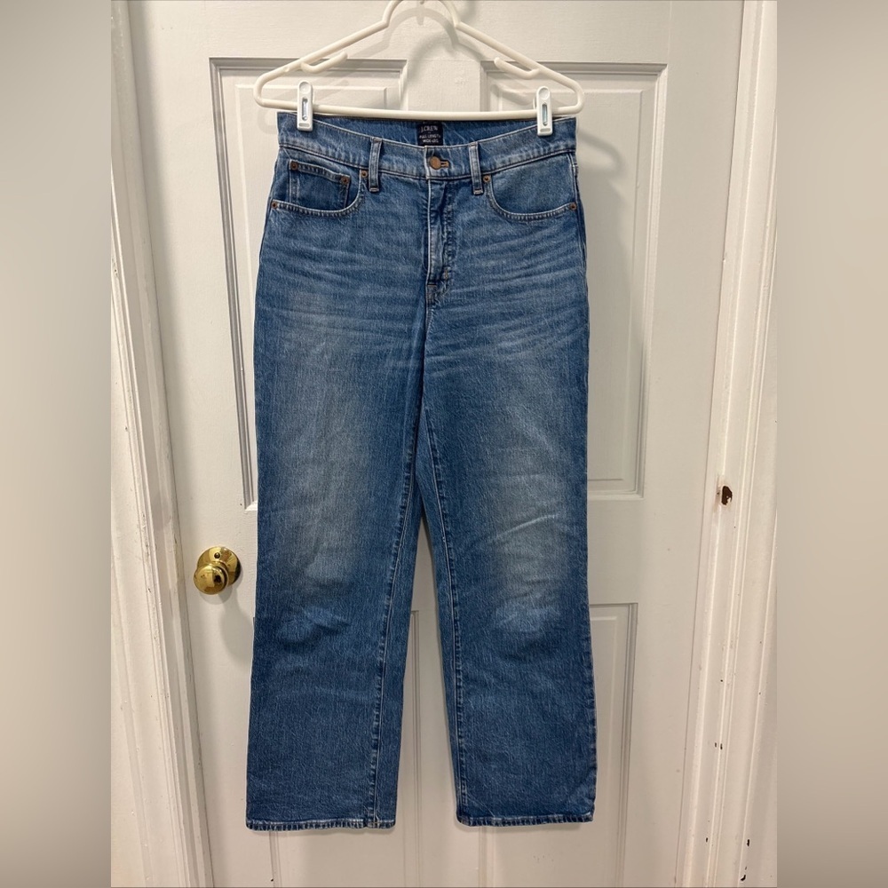 J. Crew Women’s Full Length Wide Leg Jeans Size 27 Medium Wash Stretch Preppy